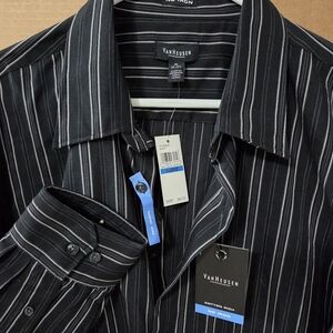 Van Heusen Men's Black Pinstripe Dress Shirt